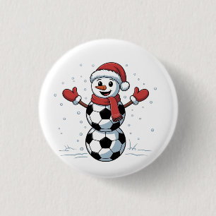 Badge Rond 2,50 Cm Snowman Soccer Noël Père Noël Baseball Sport