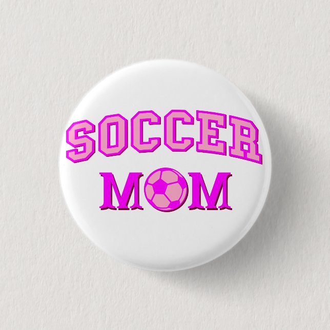 Badge Rond 2,50 Cm Soccer Maman Dessin Et Texte Tout Rose (Devant)