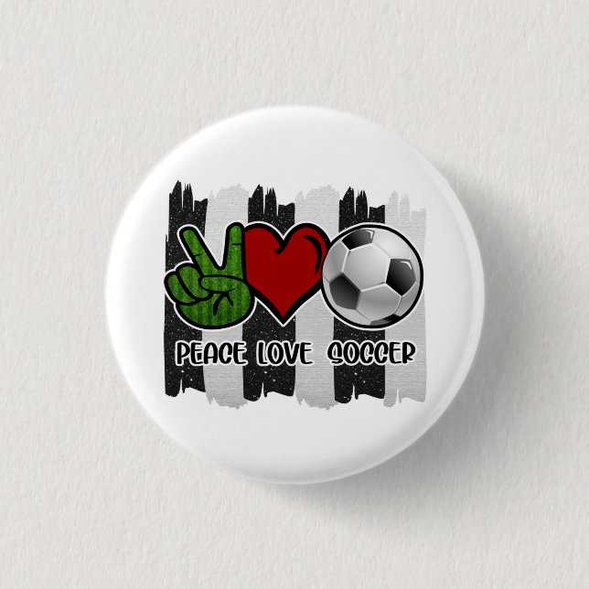 Badge Rond 2,50 Cm Soccer Peace and Love (Devant)
