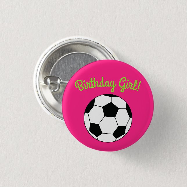 Badge Rond 2,50 Cm Soccer rose fête d'anniversaire (Devant & derrière)