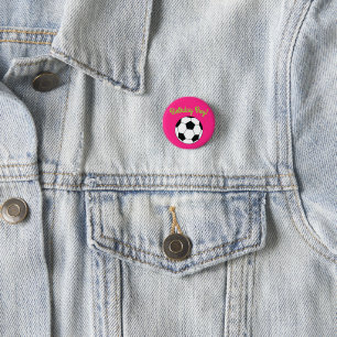 Badge Rond 2,50 Cm Soccer Sports Anniversaire Boy Pink Party Bouton