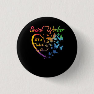 Badge Rond 2,50 Cm Social Worker Support It_s A work of Heart Colorfu