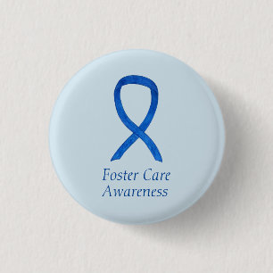 Badge Rond 2,50 Cm Soins d'accueil Bleu Sensibilisation Ruban Personn