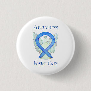 Badge Rond 2,50 Cm Soins d'appoint Angel Blue Sensibilisation Ruban P