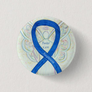 Badge Rond 2,50 Cm Soins d'appoint Angel Blue Sensibilisation Ruban P