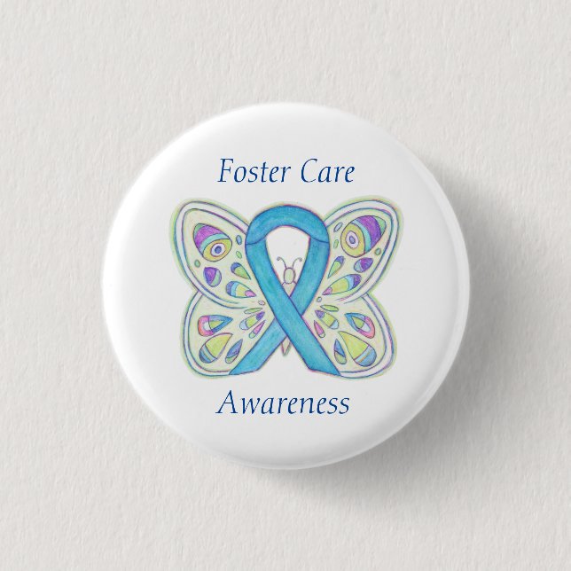 Badge Rond 2,50 Cm Soins d'appoint Blue Butterfly Awareness Épingle à (Devant)