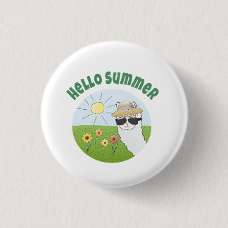 Badge Rond 2,50 Cm Soirée alpaka Hello Summer Alpaca