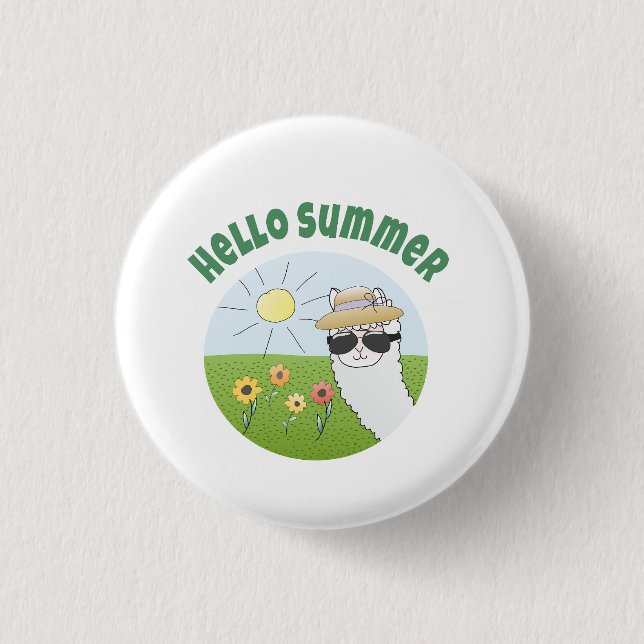 Badge Rond 2,50 Cm Soirée alpaka Hello Summer Alpaca (Devant)