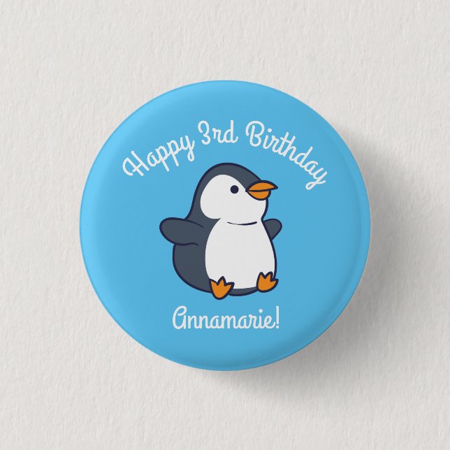 Badge Rond 2,50 Cm Soirée d'anniversaire de Penguin (Devant)