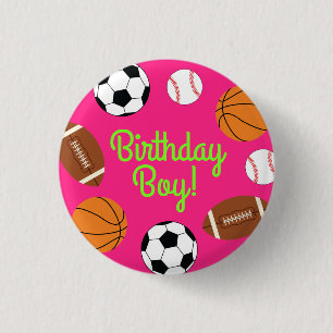 Badge Rond 2,50 Cm Soirée d'anniversaire Pink Sports