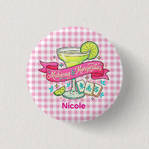 Badge Rond 2,50 Cm Soirée de jeu Mahjong et Margaritas Cocktail