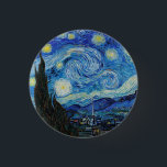 Badge Rond 2,50 Cm Soirée Van Gogh Starry. Impressionnisme art vintag<br><div class="desc">Bouton Van Gogh "La nuit étoilée".</div>