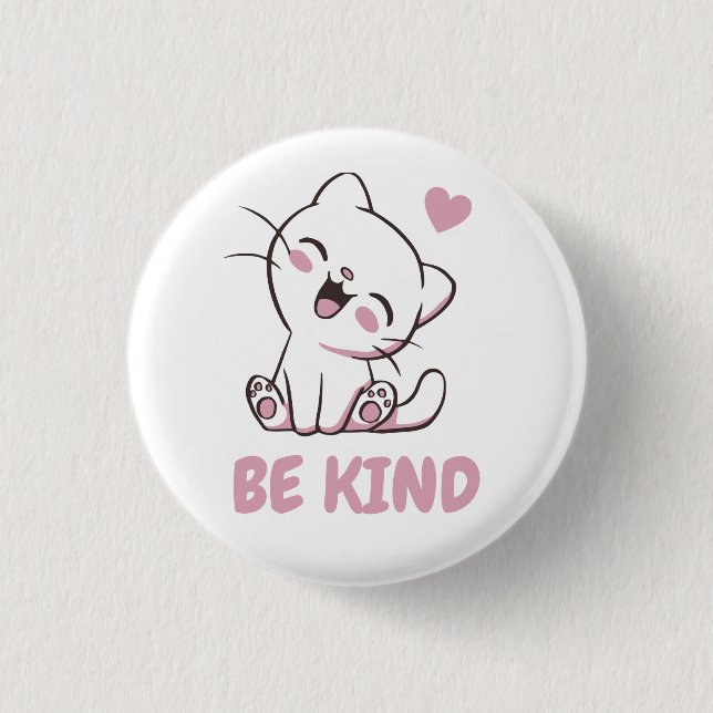 Badge Rond 2,50 Cm Sois Gentil - Joli Chat (Devant)