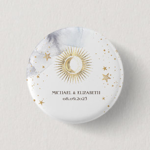 Badge Rond 2,50 Cm Soleil, Lune, Étoiles célestes 