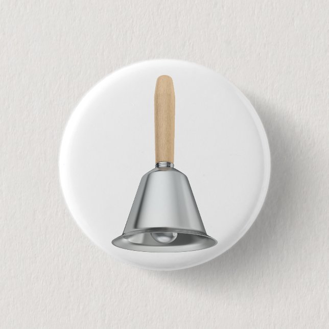 Badge Rond 2,50 Cm Sonnette en argent avec poignée en bois (Devant)