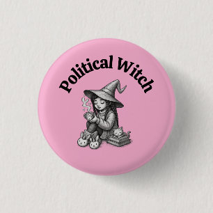 Badge Rond 2,50 Cm Sorcière féministe anti Trump politique fantaisist