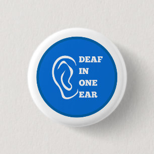 Badge Rond 2,50 Cm Sourd D'Une Oreille Bleu Design