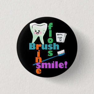 Badge Rond 2,50 Cm SOURIRE de rinçage de soie de brosse