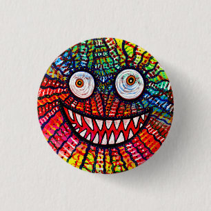 Badge Rond 2,50 Cm Sourire fou de monstre coloré