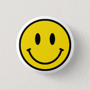 Badge Rond 2,50 Cm Sourire Jaune Rouge Noir Blanc Joyeux Visage Emoji