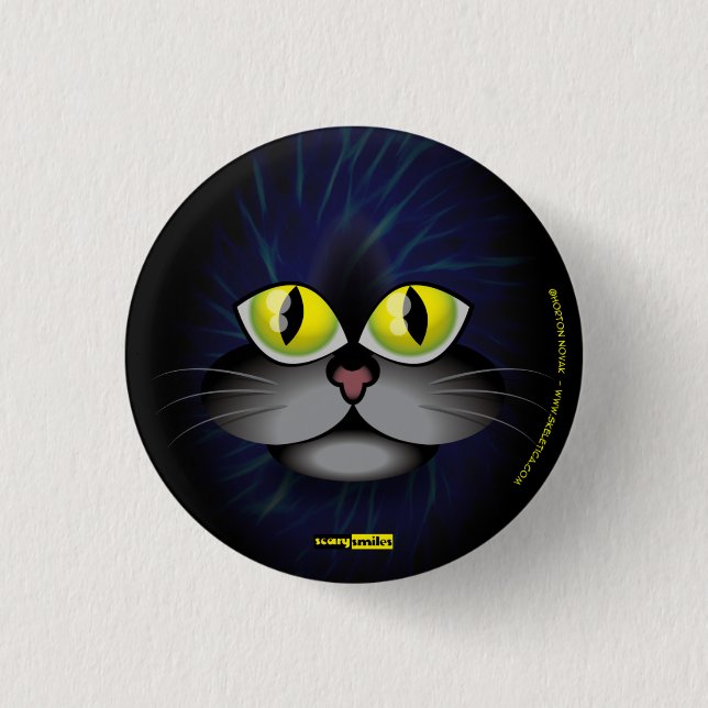 Badge Rond 2,50 Cm Sourires effrayants - chat noir (Devant)