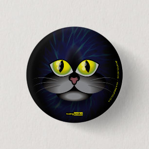 Badge Rond 2,50 Cm Sourires effrayants - chat noir