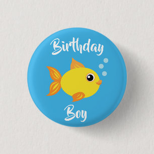 Badge Rond 2,50 Cm Sous la fête d'anniversaire du poisson de mer
