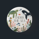 Badge Rond 2,50 Cm Sous le Baby shower de mer ou fête d'anniversaire<br><div class="desc">Plongez dans une aventure sous-marine avec notre collection de décors de soirée sous la mer ! Laissez votre imagination nager avec le charme ludique de notre délicieuse tortue et les accents majestueux de baleine à bosse, en donnant vie à la magie de l'océan. Des récifs coralliens vibrants aux créatures marines...</div>