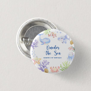 Badge Rond 2,50 Cm Sous l'océan 1er anniversaire sous la mer