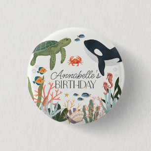 Badge Rond 2,50 Cm Sous l'océan Mer Fête d'anniversaire Favors