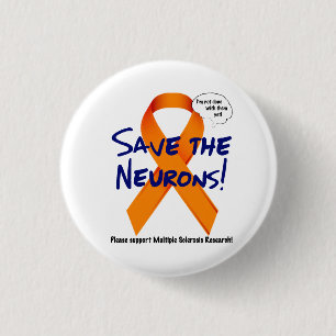 Badge Rond 2,50 Cm Soutenez les neurones - ruban orange