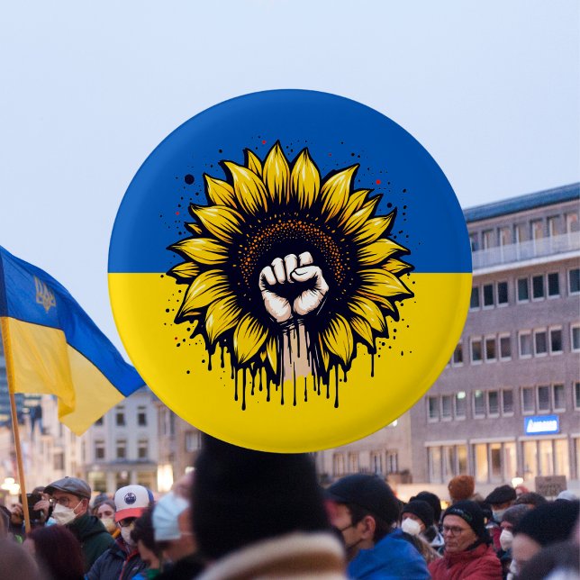 Badge Rond 2,50 Cm Soutenez l'Ukraine Drapeau bleu et jaune du tourne (Créateur téléchargé)