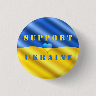 Badge Rond 2,50 Cm Soutenez Ukraine Freedom Peace Heart - Ukraine Fla