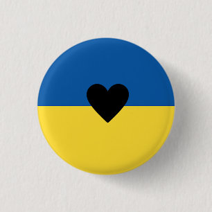 Badge Rond 2,50 Cm Soutenir l'Ukraine, drapeau ukrainien coeur Keycha