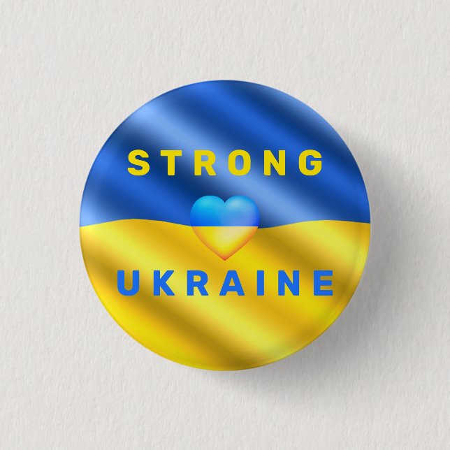 Badge Rond 2,50 Cm Soutien à l'Ukraine - Fort - Drapeau - Liberté - P (Devant)