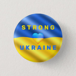 Badge Rond 2,50 Cm Soutien à l'Ukraine - Fort - Drapeau - Liberté - P