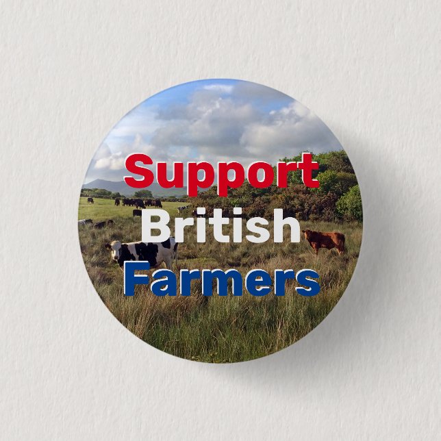 Badge Rond 2,50 Cm Soutien aux agriculteurs britanniques (Devant)