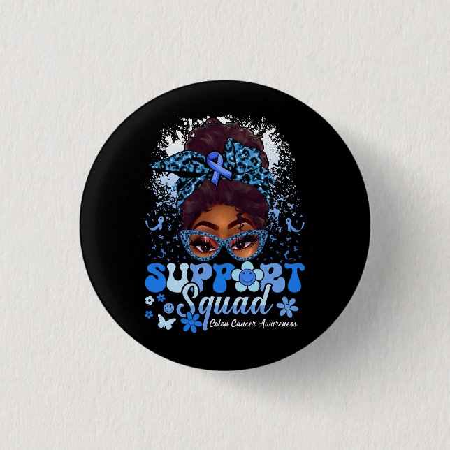 Badge Rond 2,50 Cm Soutien super Équipe Messy Bun Colon Cancer Award (Devant)
