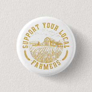 Badge Rond 2,50 Cm Soutien vintage Vos Agriculteurs Locaux Agricole A