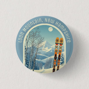 Badge Rond 2,50 Cm Souvenir de ski de Loon Mountain New Hampshire
