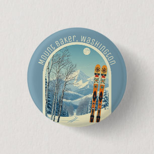 Badge Rond 2,50 Cm Souvenir de ski Mount Baker Washington Cascades