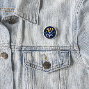 Badge Rond 2,50 Cm souvenir de voyage en avion d'or 50e vol