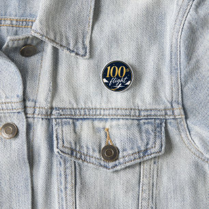 Badge Rond 2,50 Cm souvenir de voyage en avion en or pour le 100e vol