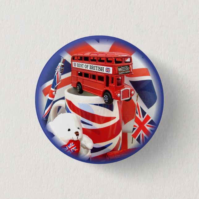 Badge Rond 2,50 Cm Souvenirs britanniques ~ Bouton (Devant)