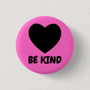 Badge Rond 2,50 Cm Soyez Gentil - Symbole d'Amour Noir