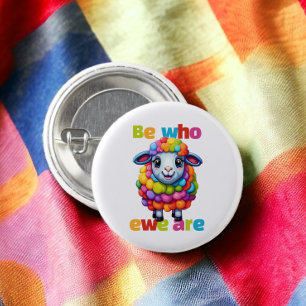 Badge Rond 2,50 Cm Soyez qui nous sommes Rainbow Sheep