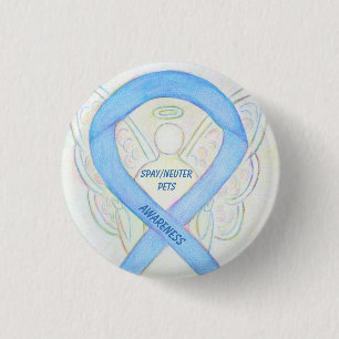 Badge Rond 2,50 Cm Spay/Neuter Animaux de sensibilisation Angel Ruban