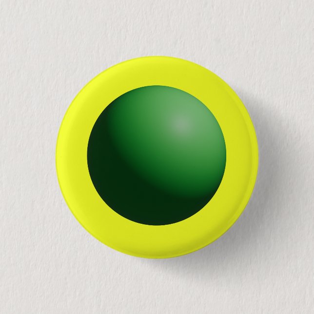 Badge Rond 2,50 Cm Sphère verte sur jaune  (Devant)