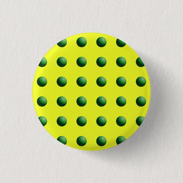 Badge Rond 2,50 Cm Sphères vertes sur jaune (Devant)