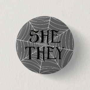 Badge Rond 2,50 Cm Spider Web Elle Pronounounes en gris